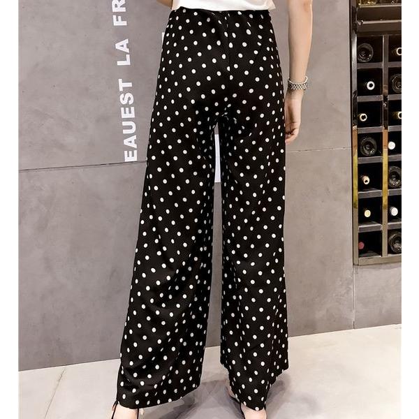ドット柄 フレアー ワイド レディース ガウチョ パンツ  美脚 |  | 05