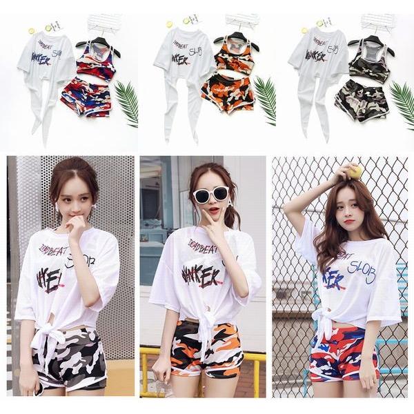 スリーピース セット水着 スポーティ迷彩 カモフラージュ タンキニ タンクトップ ビキニ |  | 04