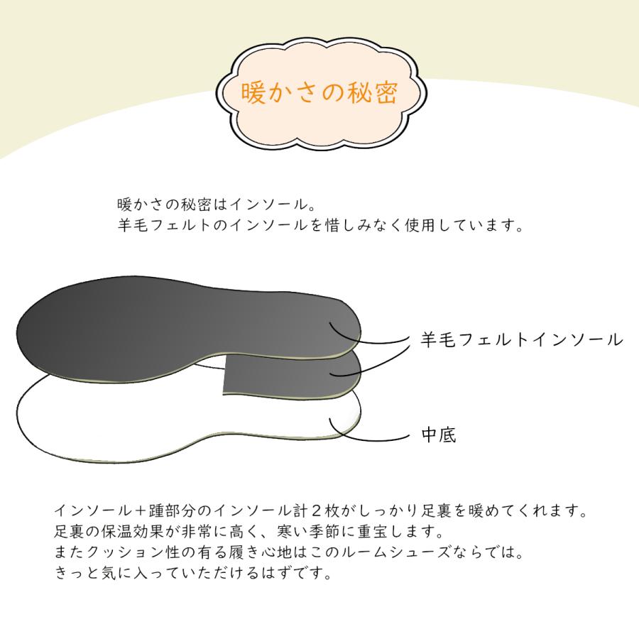 羊毛フェルトルームシューズ スリッパ あったか ウール 羊毛 裏本革