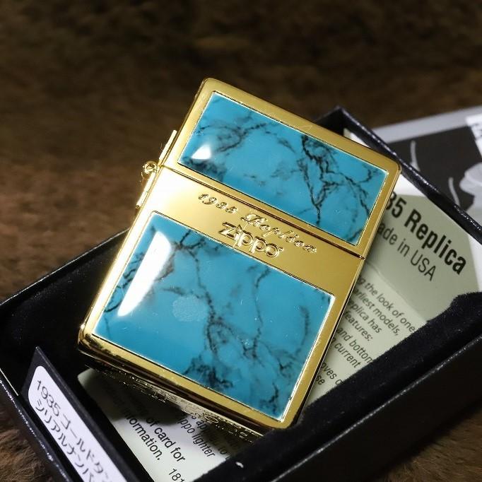 ZIPPO（ジッポー） 限定ZIPPO 1935レプリカ ターコイズパネル 金 