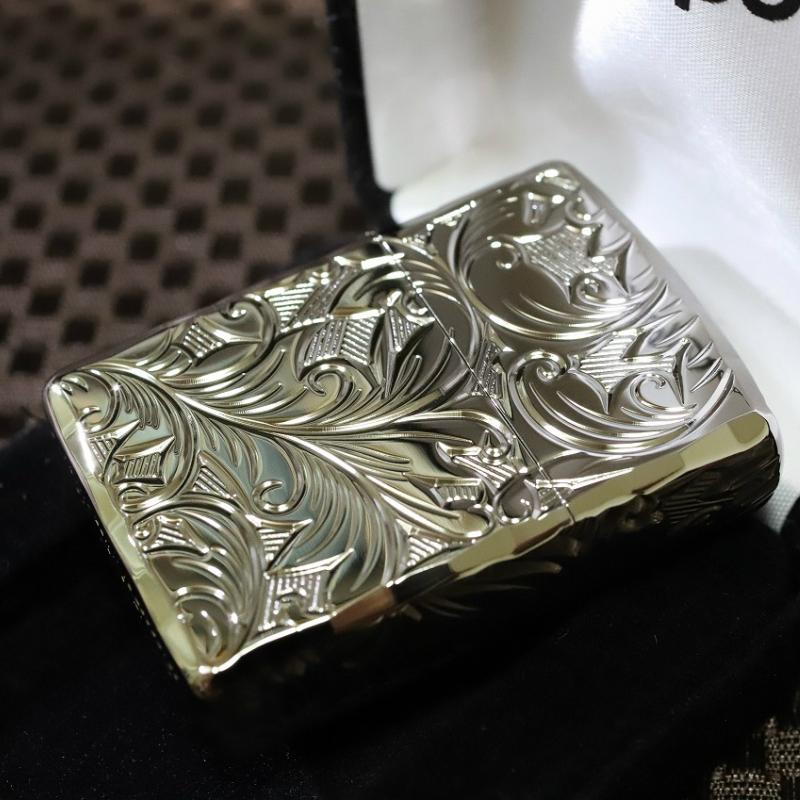 Armor ZIPPO 重厚アーマー 5面 リーフ LEAF シルバー チタン