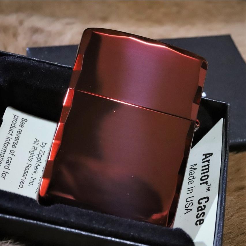 ZIPPO Armor 重厚アーマー シャインレイカット 鏡面レッド 両面