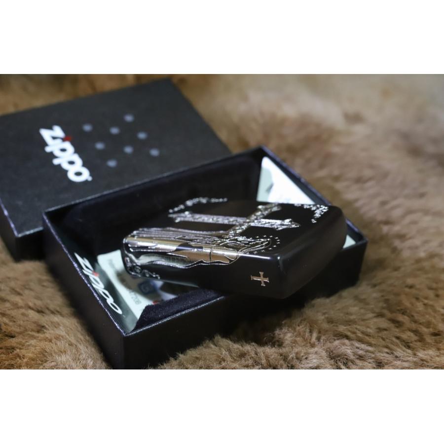 ZIPPO（ジッポー） クロス マリア 二面 つや消しブラック シルバー