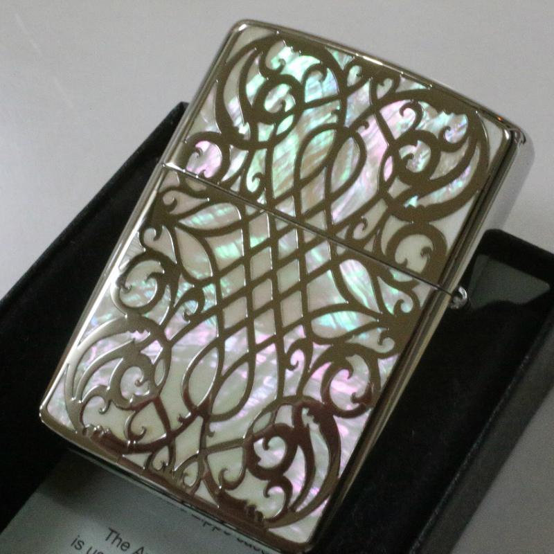 肌触りがいい 高級ZIPPO アーマーシェル アラベスク シルバー ホワイト