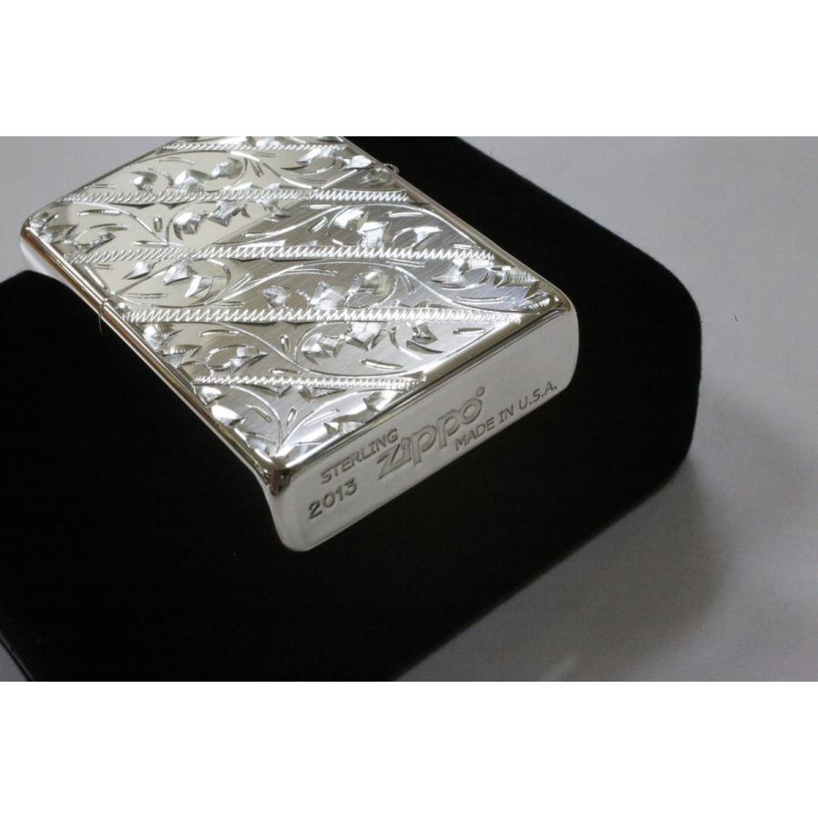純銀ZIPPO 手彫り両面唐草模様 シルバー925 和風 和柄 人気 純銀ジッポ 