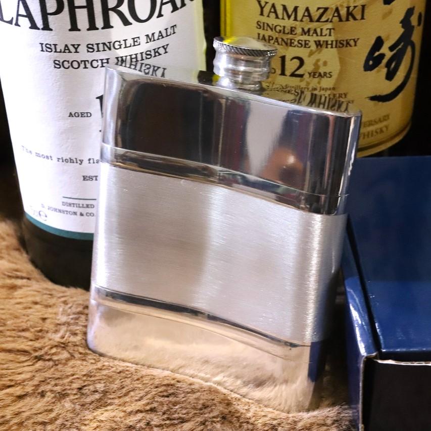 英国製・高級・携帯ウイスキーボトル】サテンバンド 6オンス PINDER