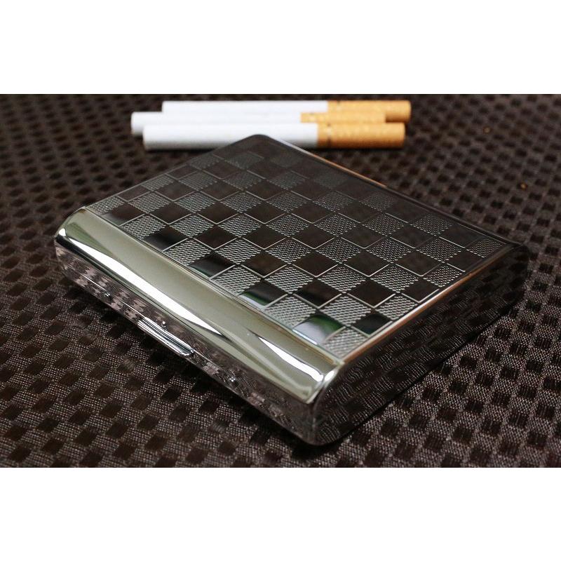 PEARL シガレットケース チェック模様 シルバー 18本 85mmたばこ 