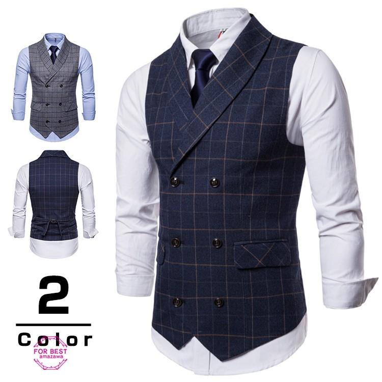 ジレベスト メンズ フォーマル スーツベスト チョッキ チェック テーラードベスト ビジネス レギュラー 紳士服 夏 Fb For Best 通販 Yahoo ショッピング