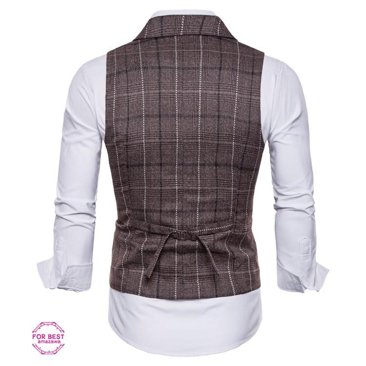 スーツベスト メンズ ジレベスト スーツベスト ビジネスベスト チョッキ おしゃれ チエック柄 折り襟 カジュアル 新郎 夏 Fb For Best 通販 Yahoo ショッピング