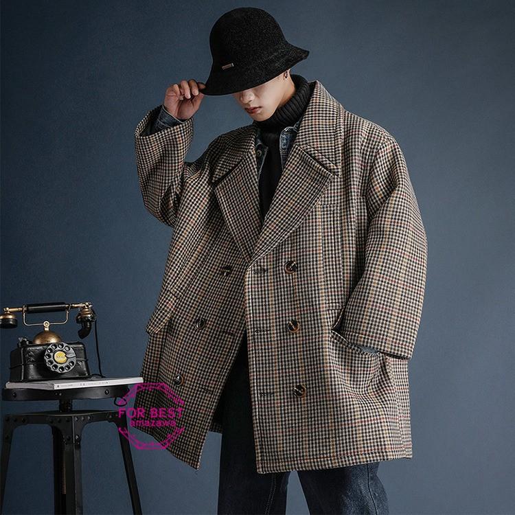チェスターコート メンズ Pコート チエック柄 ビジネスコート ゆったり 大きいサイズ コート 春服 Fb For Best 通販 Yahoo ショッピング