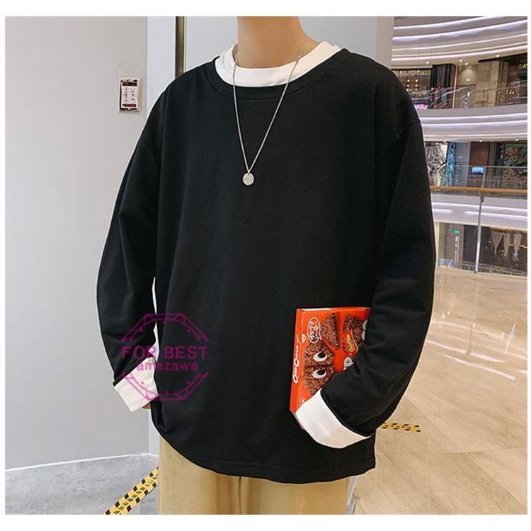 ロングtシャツ メンズ 長袖tシャツ 重ね着風 ロンt プルオーバー レイヤード 大きいサイズ お兄系 春服 Fb For Best 通販 Yahoo ショッピング