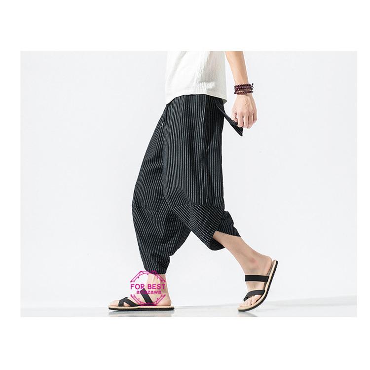 クロップドパンツ メンズ 7分丈 綿麻 リネンパンツ ハーフパンツ ショートパンツ 太め ストライプ ゆったり 涼しい 1reksznt8x ボトムス パンツ Www Velver Hu