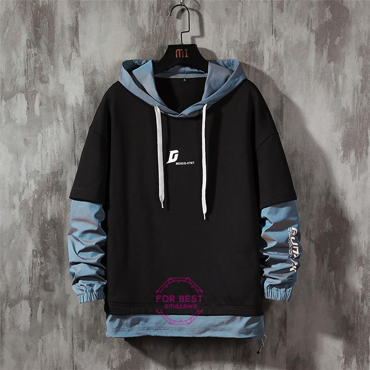 パーカー メンズ おしゃれ 長袖パーカー 重ね着風 スウェット プルオーバーパーカー 大きいサイズ 防寒 春服 新作 Fb For Best 通販 Yahoo ショッピング