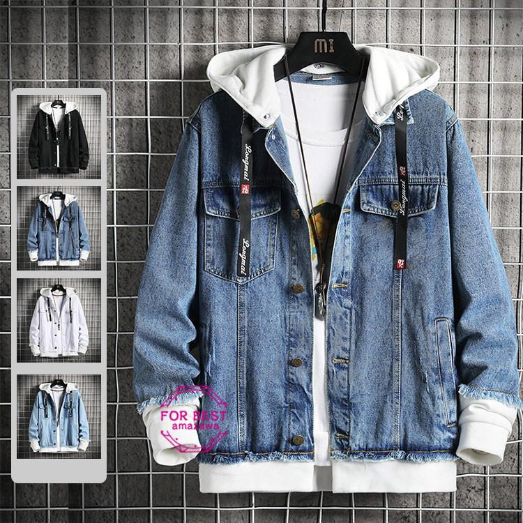 デニムジャケット メンズ ジージャン フード付き Gジャン ジャケット 重ね着風 大きいサイズ 春物 春服 Fb For Best 通販 Yahoo ショッピング