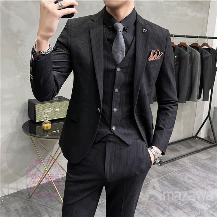 スーツ メンズ おしゃれ オシャレ ビジネス セットアップ フォーマル 結婚式 カジュアルスーツ ベスト 細身 通勤 かっこいい 3ピース 3445 人気商品