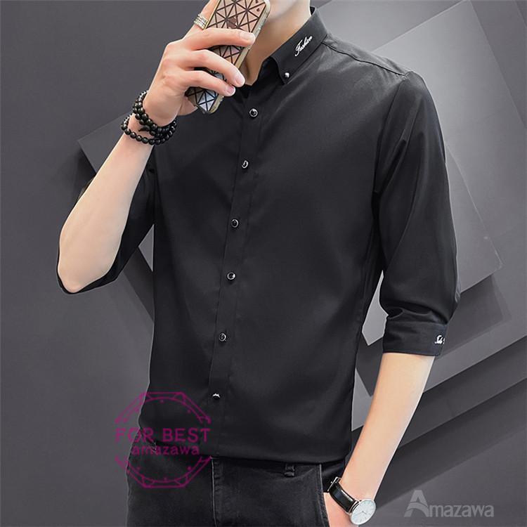 七分袖シャツ メンズ ビジネス 半袖シャツ カジュアルシャツ ワイシャツ 大きいサイズ 秋 夏 Fb For Best 通販 Yahoo ショッピング