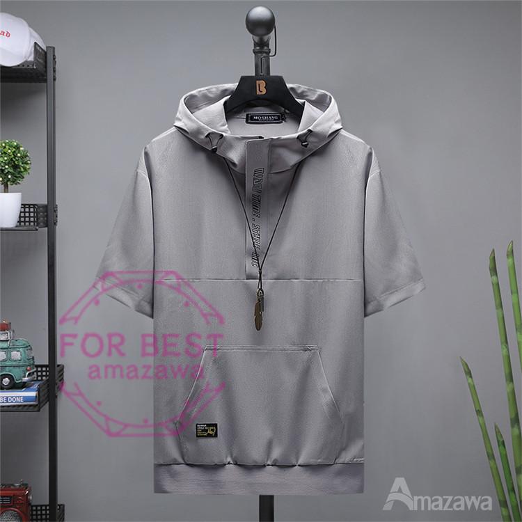 半袖パーカー メンズ パーカーおしゃれ 半ジップパーカー 薄手 フード 半袖 大きいサイズ カジュアル 夏服 夏 Fb For Best 通販 Yahoo ショッピング