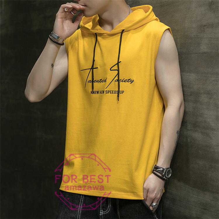 パーカー メンズ ノースリーブパーカー ベスト 英文字 Tシャツ 袖なし インナーシャツ スポーツ 運動 男性用 夏 Fb For Best 通販 Yahoo ショッピング