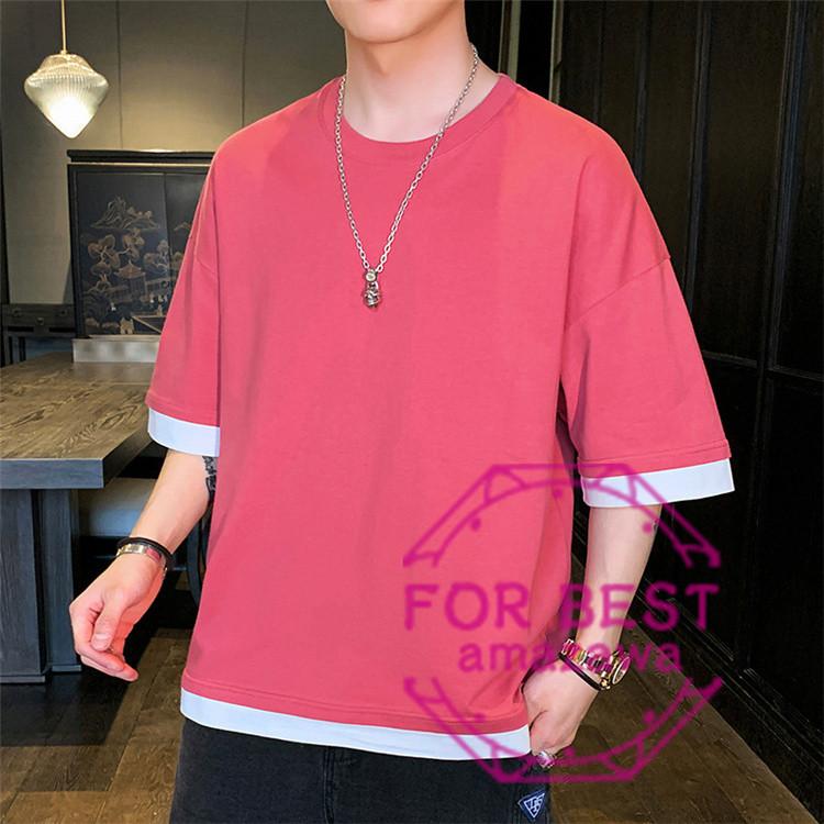 Tシャツ メンズ ビッグtシャツ おしゃれ 五分丈tシャツ 重ね着風 カットソー 半袖 Tシャツ カジュアル おしゃれ 大きいサイズ 夏 Fb For Best 通販 Yahoo ショッピング