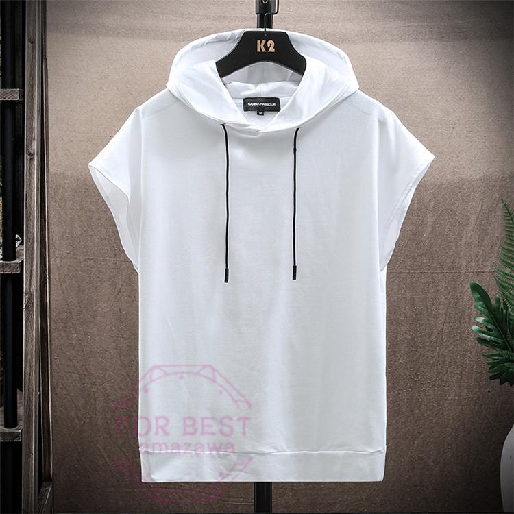 パーカー メンズ 半袖 白 おしゃれ プルパーカー 無地 夏物 半袖パーカー 肩落ち スポーツ Fb For Best 通販 Yahoo ショッピング