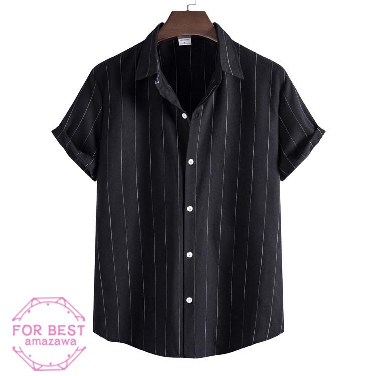半袖シャツ メンズ ストライプシャツ 夏 カジュアルシャツ シャツ 黒 白シャツ 無地 ビジネス 通勤通学 おしゃれ Fb For Best 通販 Yahoo ショッピング