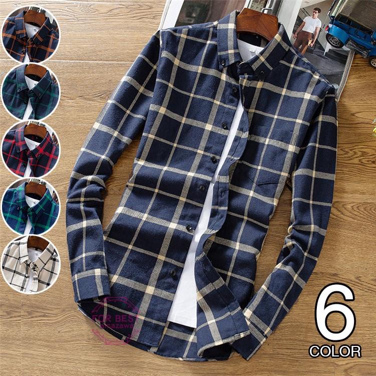 ネルシャツ メンズ カジュアルシャツ ボタンダウンシャツ チェックシャツ スリム 秋物 夏 Fb For Best 通販 Yahoo ショッピング