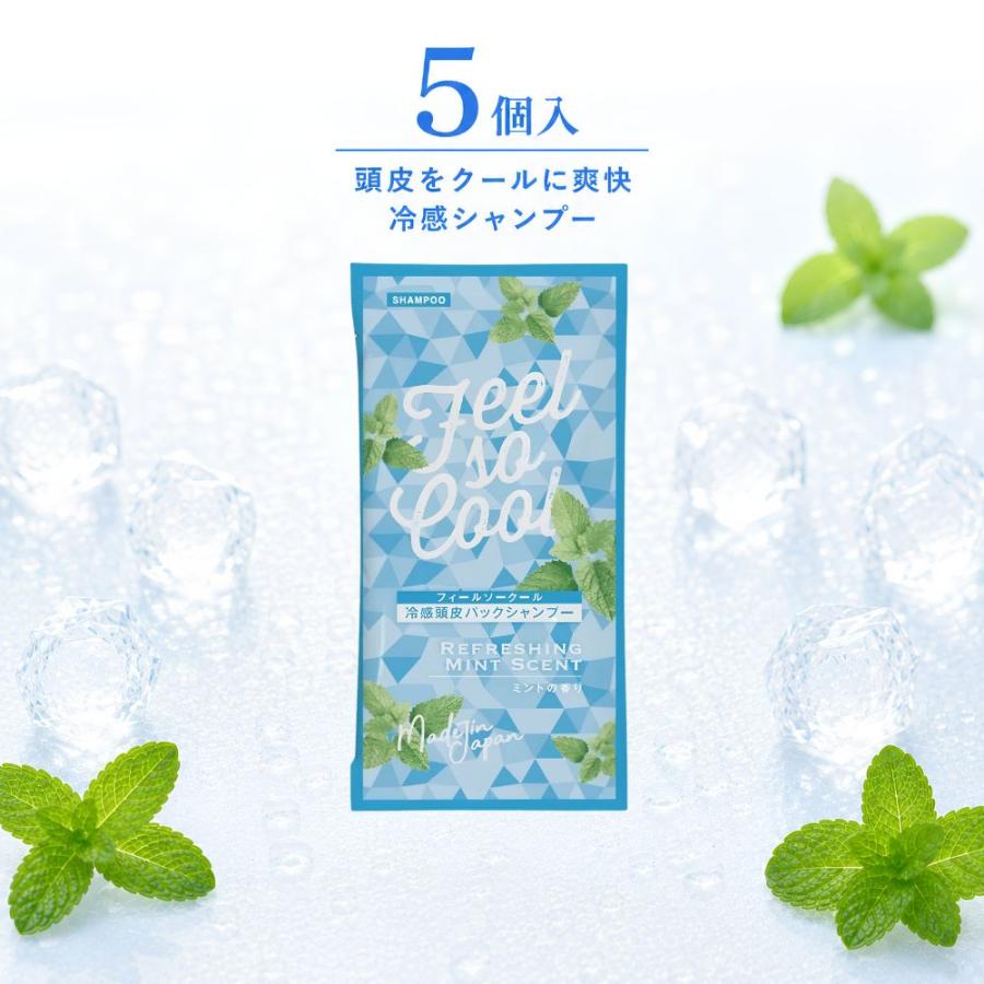 フィード 冷感クールシャンプー フィールソークール 12mL ５個セット メントール 爽快 夏  ペパーミントの香り 頭皮 トライアル 個包装  お試し 旅行 爆買 | フィード