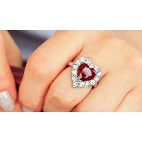 指輪 リング レディース 天然 ルビー 超大粒 5ct K18GP ハートシェイプ 