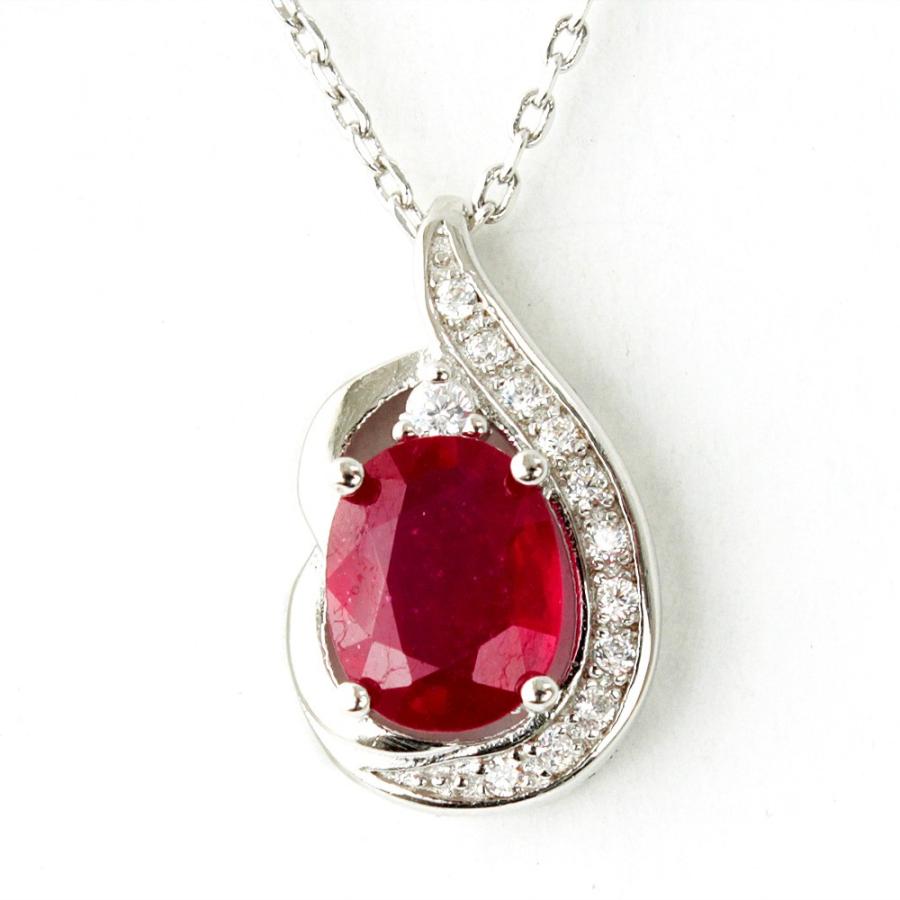 ネックレス レディース【鑑別書付】2.5ct 天然 ルビー ティアドロップ ペンダント ネックレス K18GP 7月誕生石
