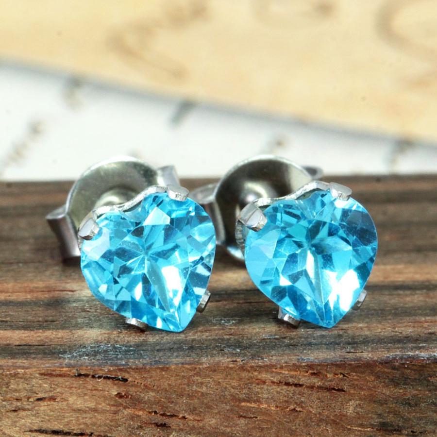 ピアス 計 2ct 天然 ブルートパーズ SS316L サージカルステンレス 