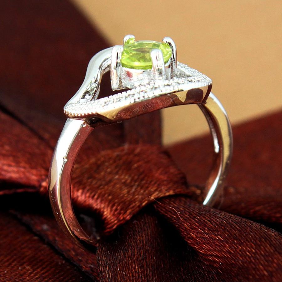 リング レディース0.5ct ペリドット オープンハート 指輪 K18GP