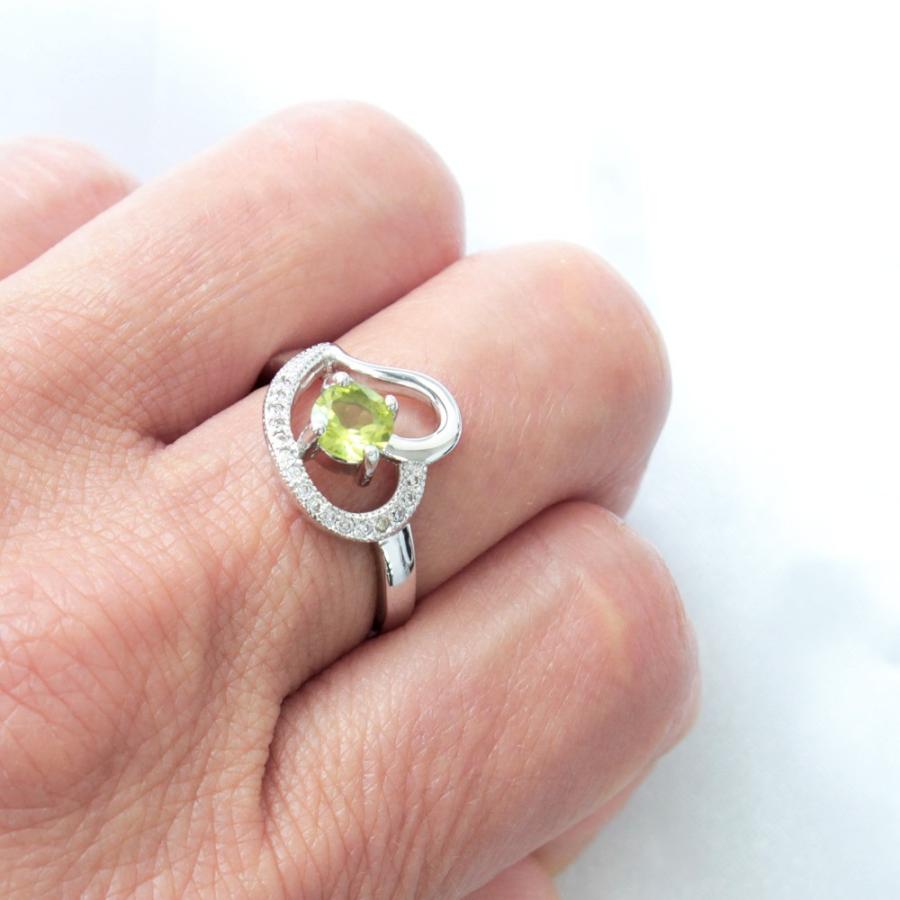 リング レディース0.5ct ペリドット オープンハート 指輪 K18GP