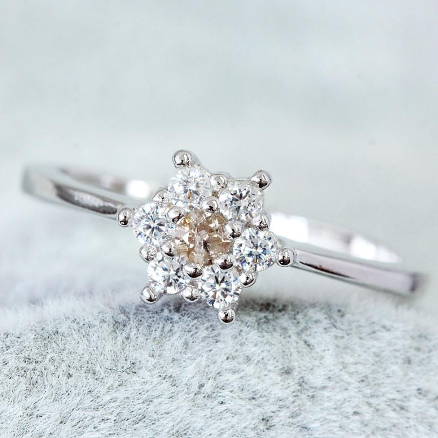 リング レディース 天然ダイヤモンド 0.05ct ダイヤモンド フラワー 