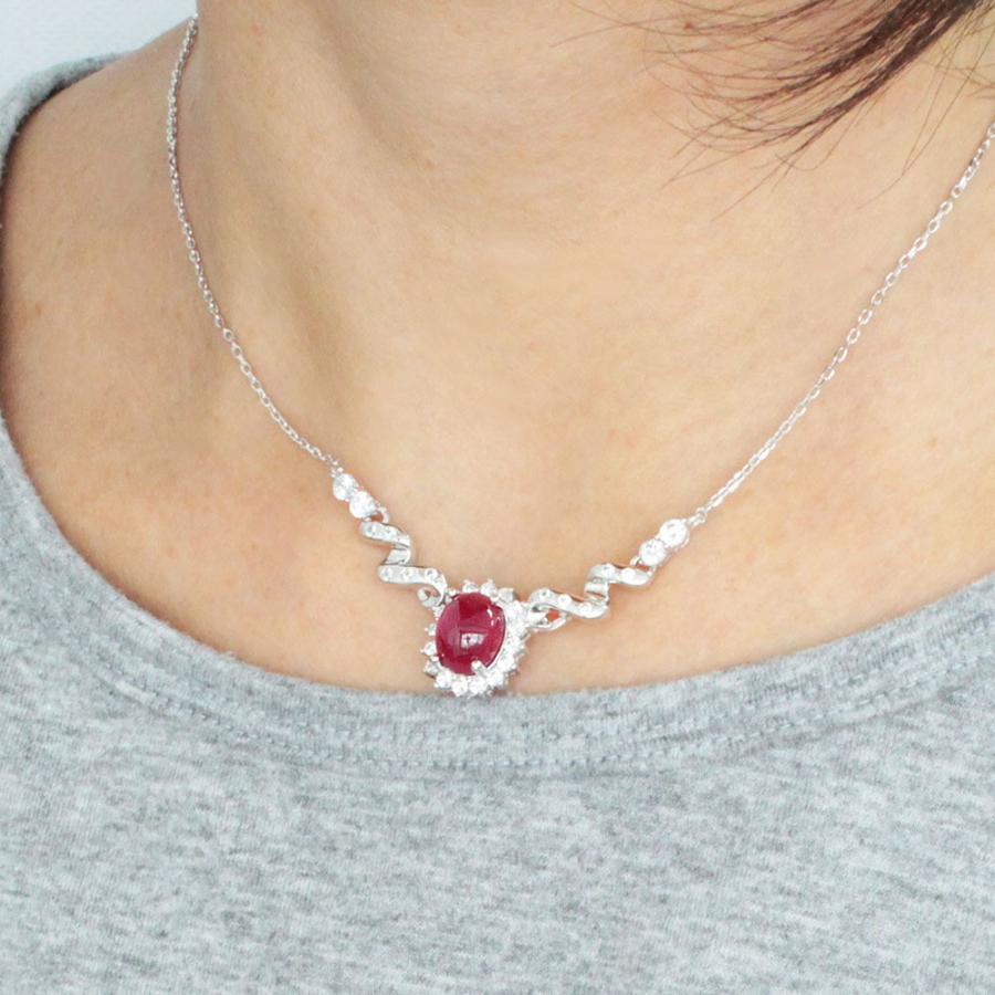 ネックレス ペンダント 天然 ルビー K18GP 3ct プリンセス鑑別書付