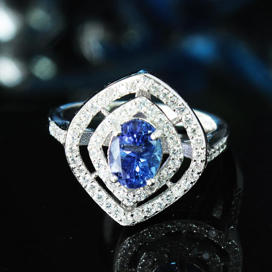 鑑別書付 1.5ct 天然 タンザナイト K18GP アントラージュ リング 指輪 