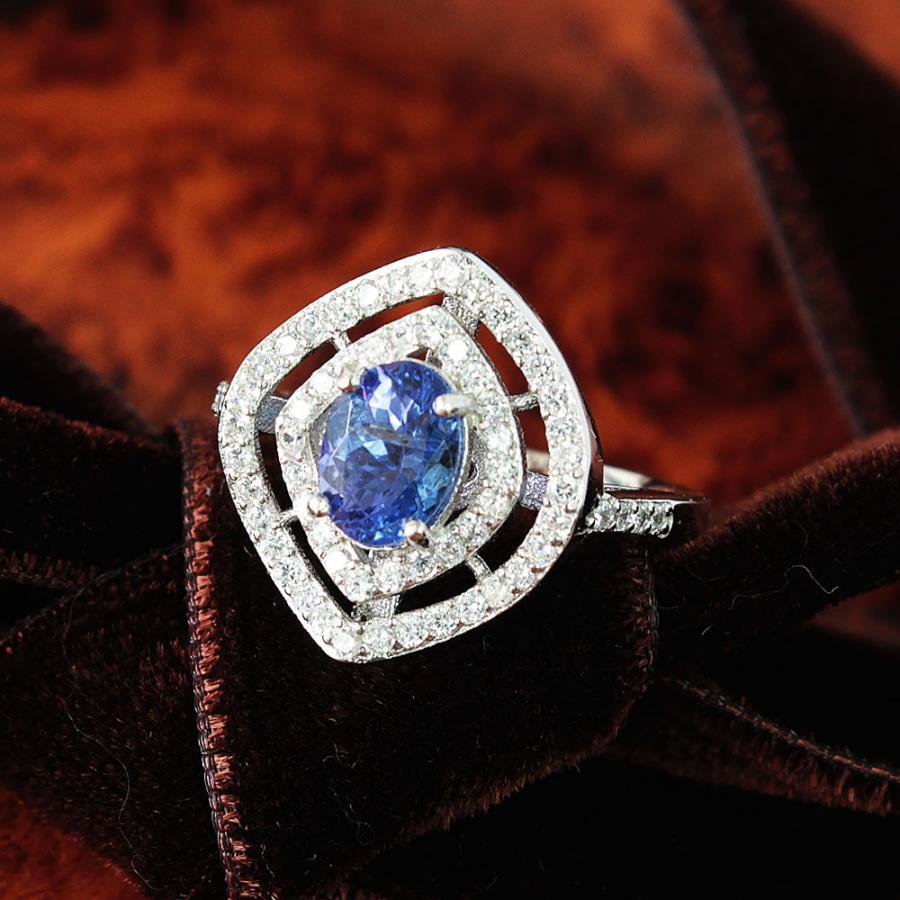 最高品質！神秘の彩色 3ct タンザナイト ダイヤモンド プラチナ リング