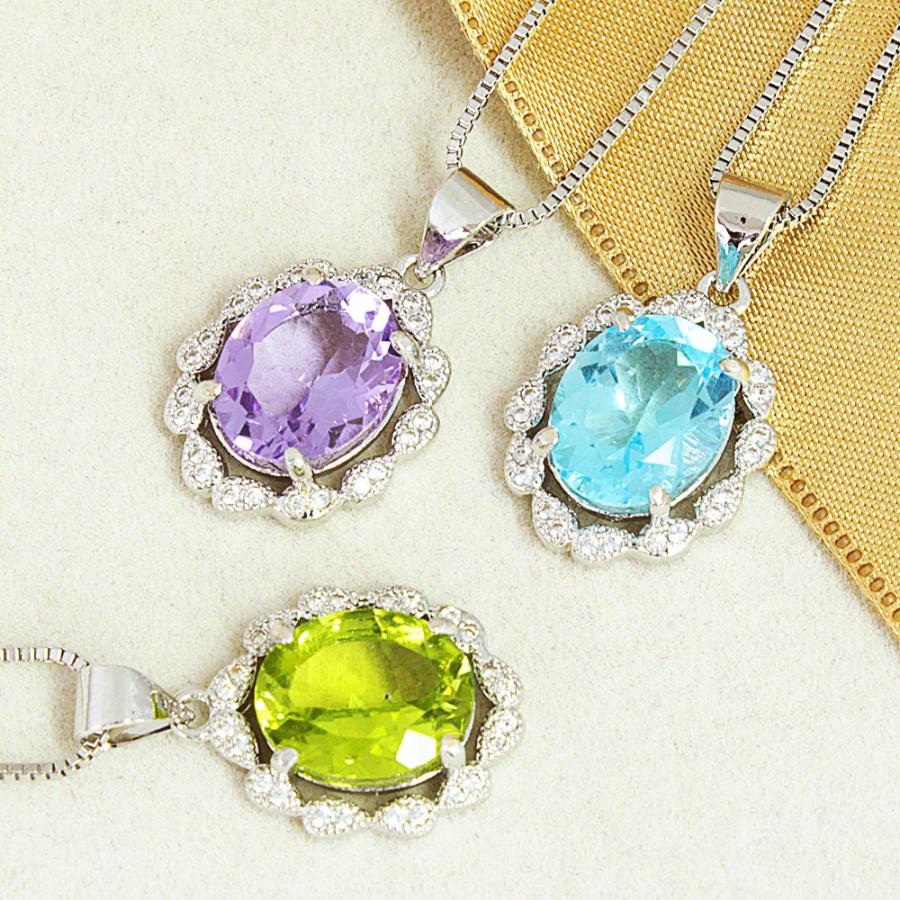 ネックレス レディース 5ct 天然 アメジスト ペリドット ブルー 