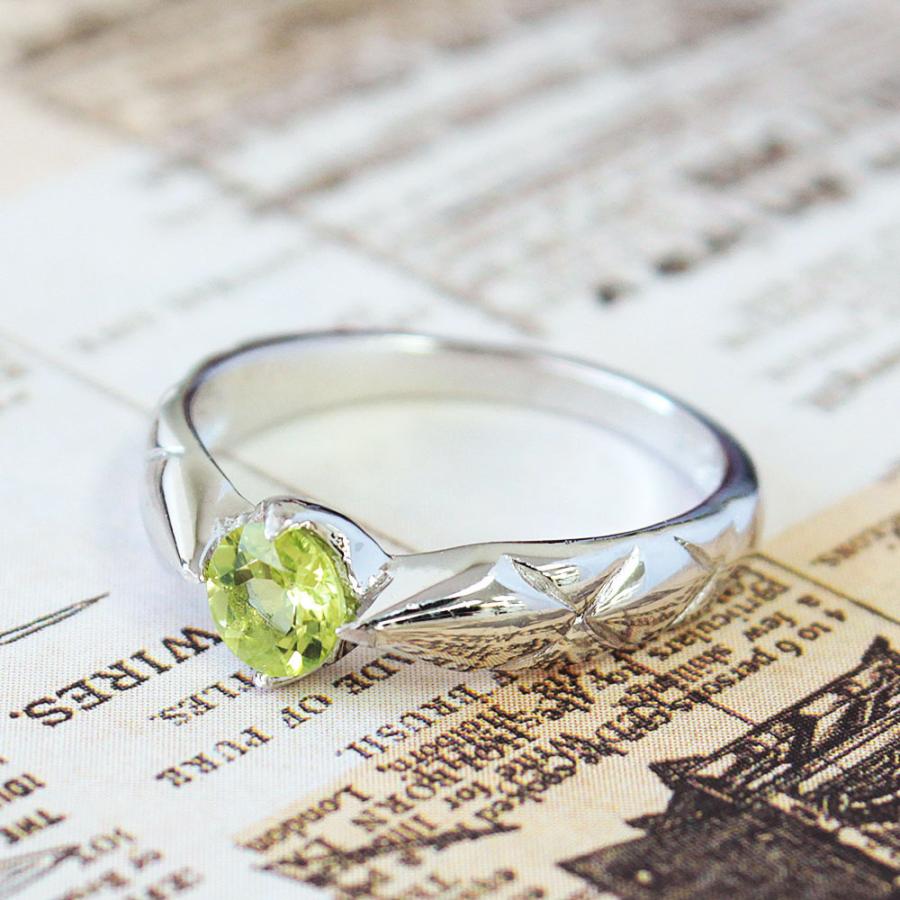 リング レディース 0.5ct ペリドット ラウンド 指輪 SV925 K18GP 8月