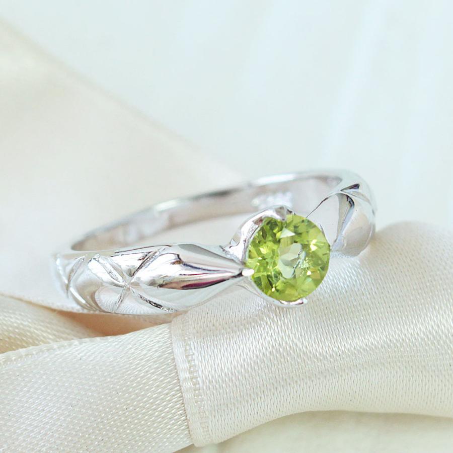 リング レディース 0.5ct ペリドット ラウンド 指輪 SV925 K18GP 8月