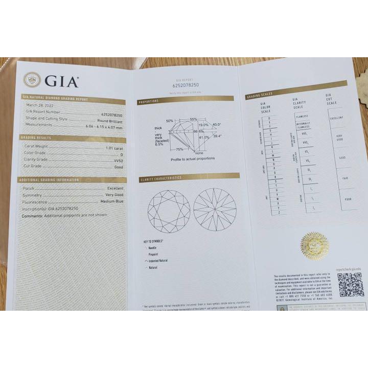GIA鑑定書付】1ct・Dカラー・VVS-2・GOOD 天然 ダイヤモンド GIA鑑定書付】1ct・Dカラー・VVS-2・GOOD 天然 ダイヤモンド