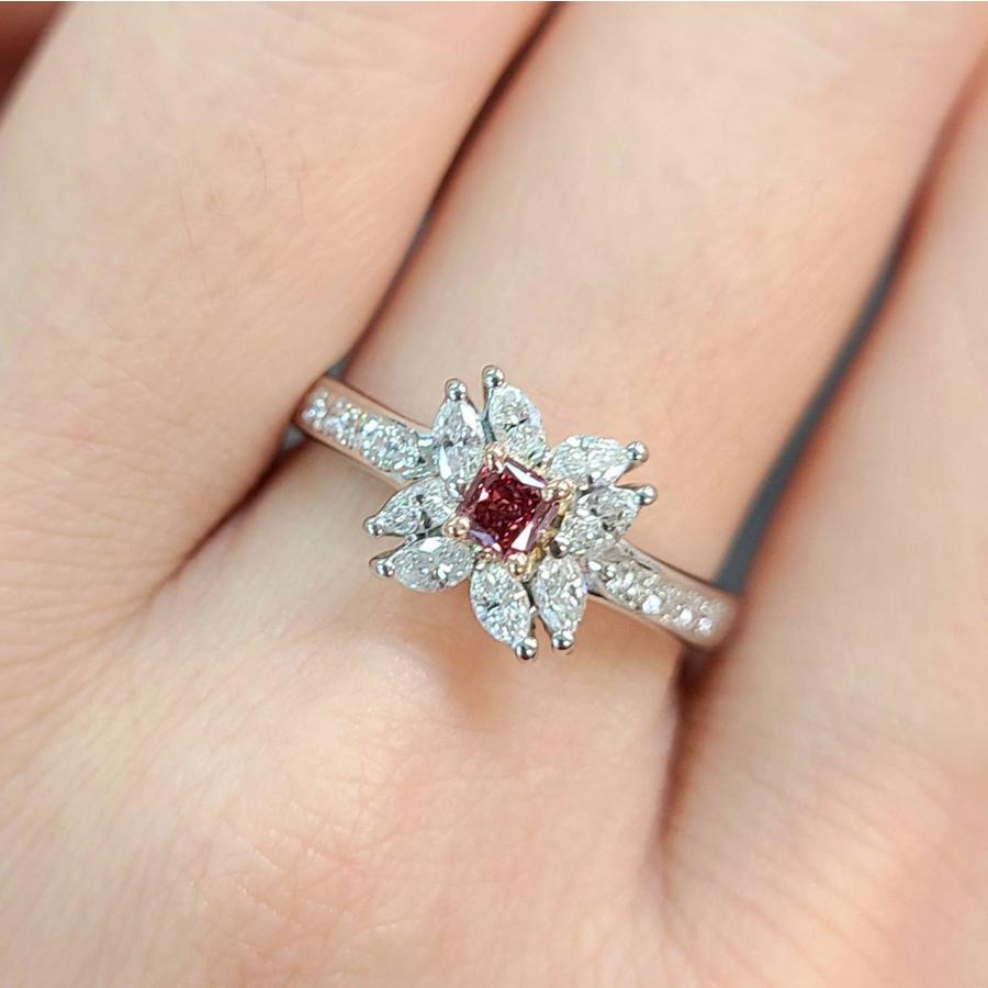 レディース リング 【 GIA 鑑定書付 】 超希少 0.142ct FANCY RED 天然 レッドダイヤモンド ファンシーレッド Pt900 プラチナ K18 PG ピンクゴールド 18金 リン｜amazinggracejewel｜07