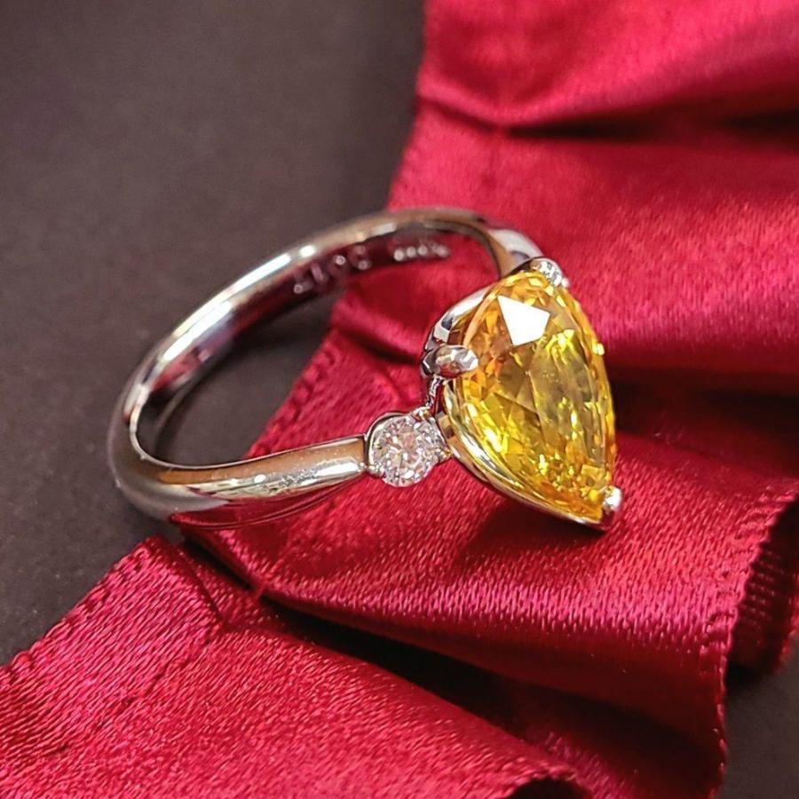 レディース リング 3ct イエローサファイア プラチナ 最高級品質 レディース リング 3ct イエローサファイア プラチナ 最高級品質