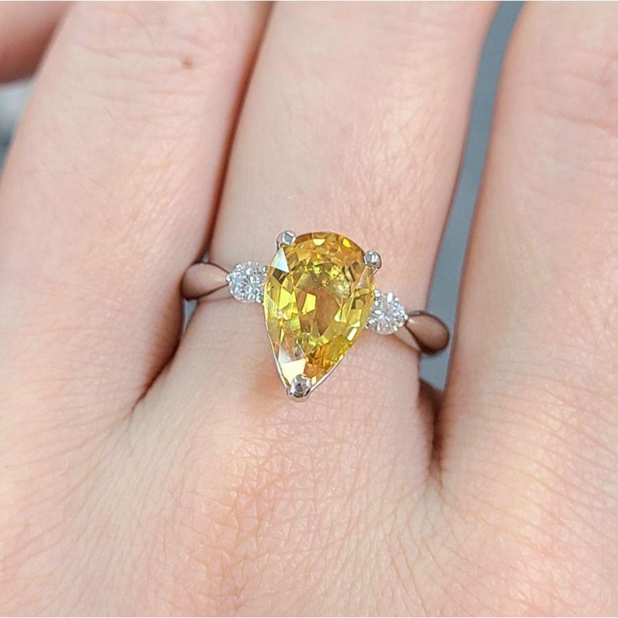 レディース リング 3ct イエローサファイア プラチナ 最高級品質 レディース リング 3ct イエローサファイア プラチナ 最高級品質