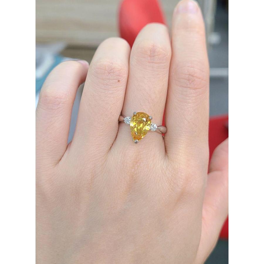 レディース リング 3ct イエローサファイア プラチナ 最高級品質 レディース リング 3ct イエローサファイア プラチナ 最高級品質