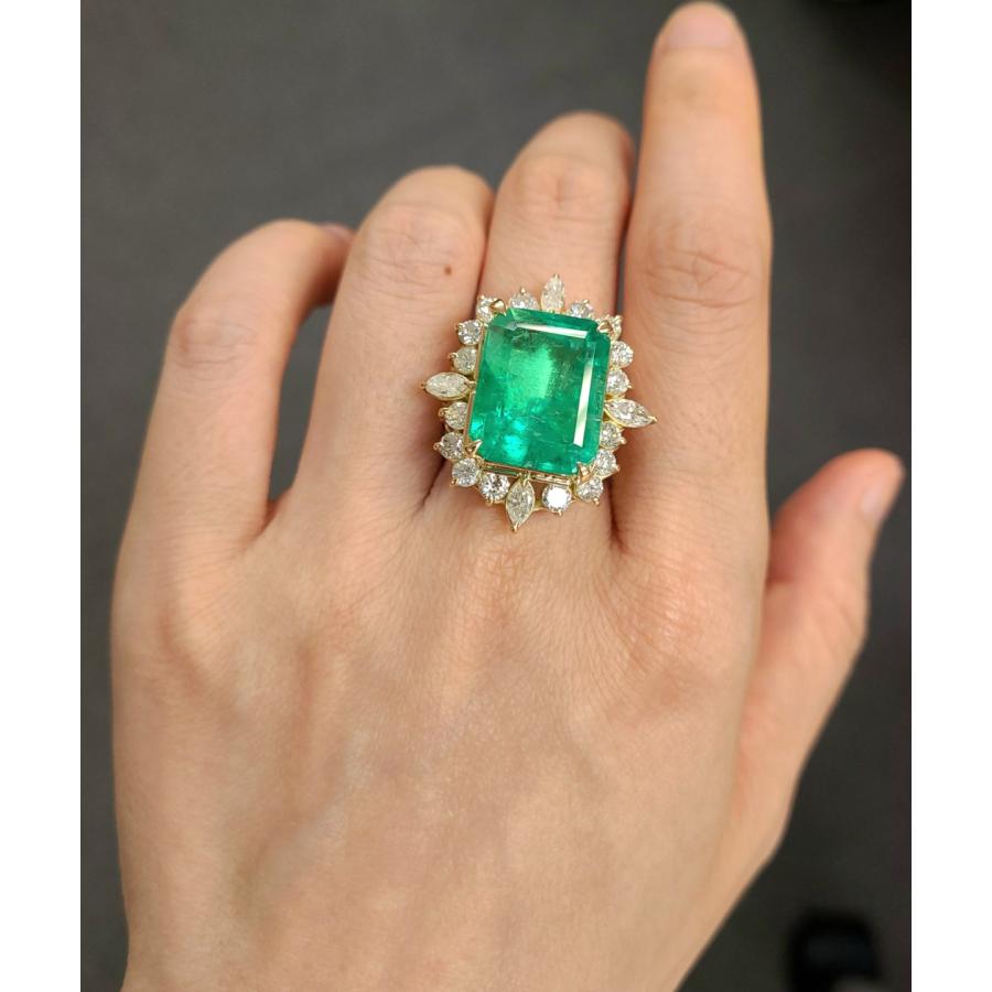 高品質!コロンビア産 エメラルド 11ct ダイヤモンド K18 yg 高品質!コロンビア産 エメラルド 11ct ダイヤモンド K18 yg