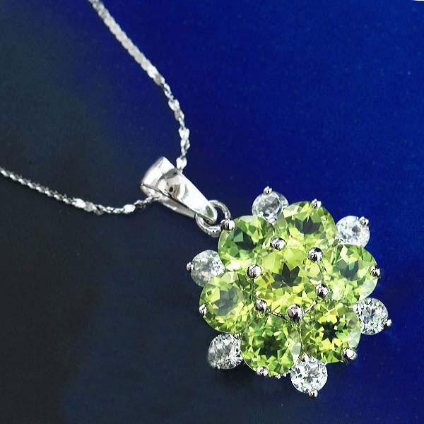 ネックレス ペンダント レディース 天然 ペリドット K18GP 計4ct 