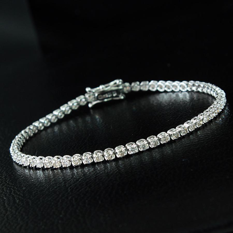 鑑別書付】2ct ダイヤモンド K18 ホワイトゴールド テニスブレスレット
