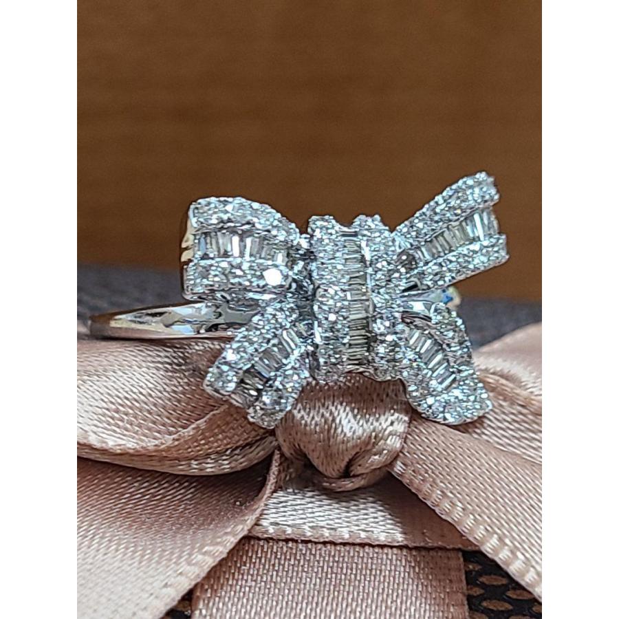 リング レディース【鑑別書付】大人可愛いリボンモチーフ！ 0.5ct 天然 