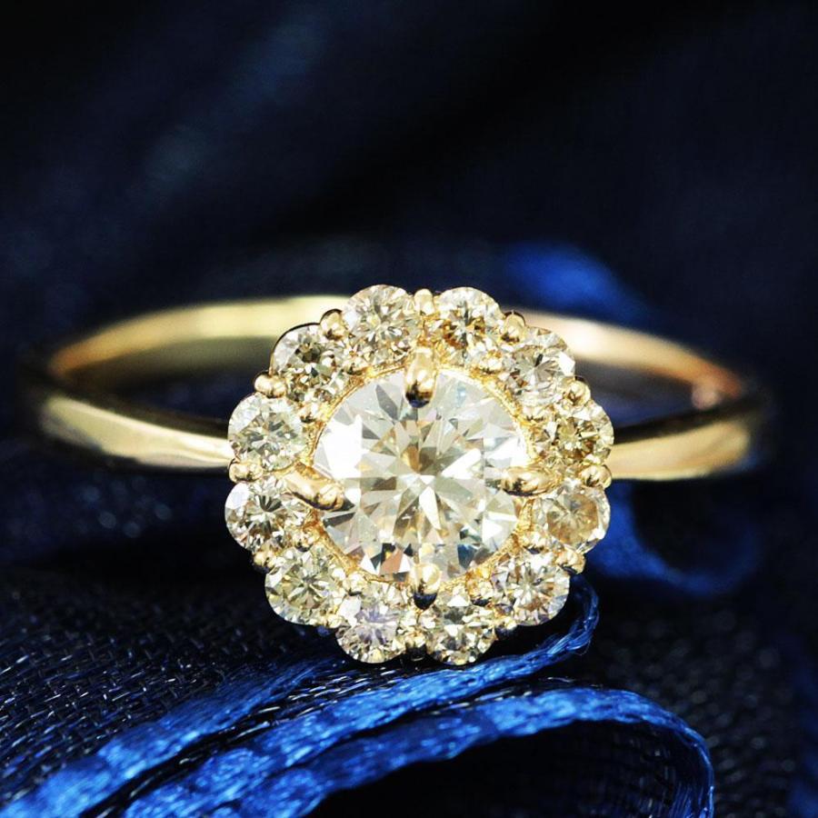 リング レディース【鑑別書付】ギラギラ! 0.8ct 天然ダイヤモンド K18YG イエローゴールド フラワー リング 指輪 4月誕生石 18金 :re2203-00074:Four Seasons Jewellery - 通販 - Yahoo!ショッピング