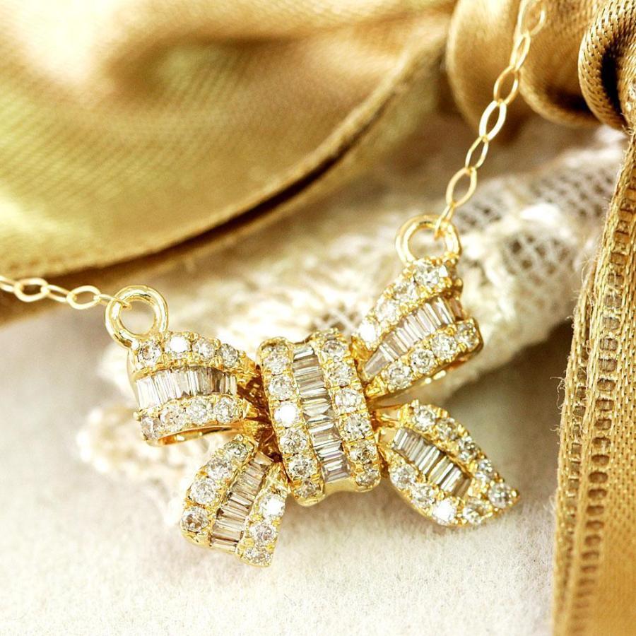 可愛いリボンモチーフ！ 0.5ct ダイヤモンド K18 YG リング 鑑別書